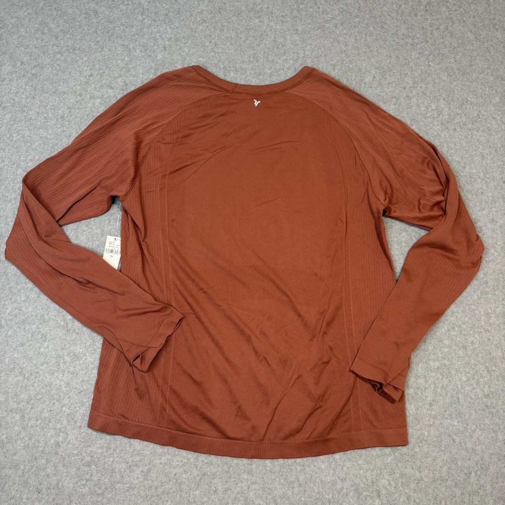 NWT Old Navy Women's Long Sleeve Shirt Top Fluid Seamless Rust Orange XXL Go-dry - Picture 2 of 8